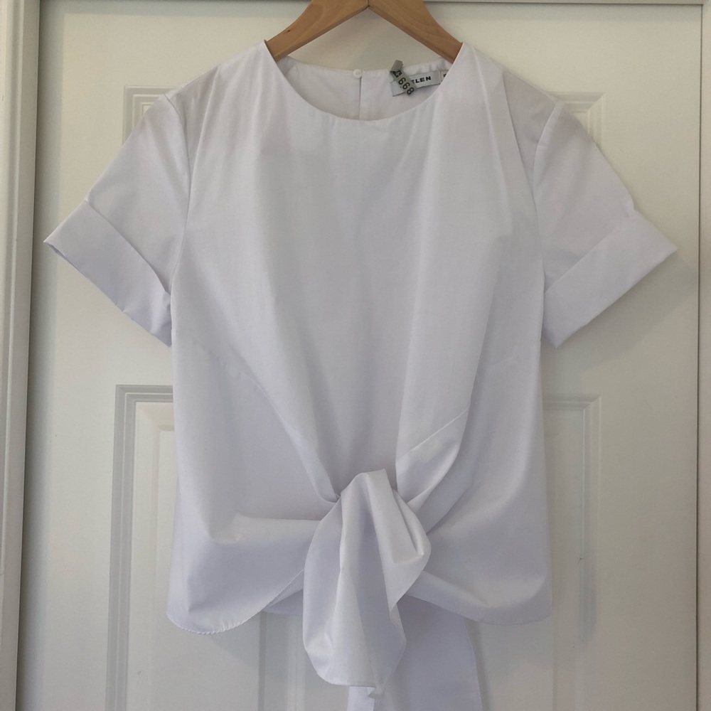 White Tie Front Blouse
